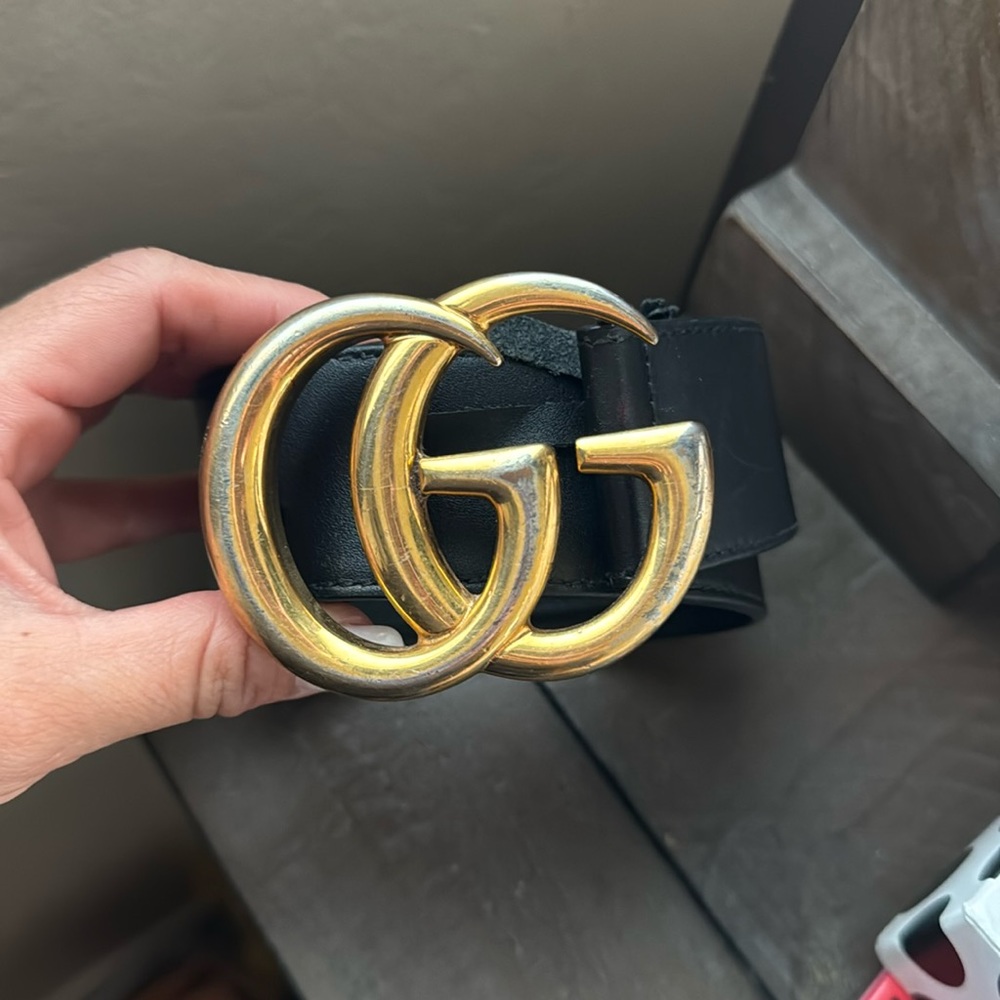 GUCCI BLACK WIDE LEATHER BELT size 75/30